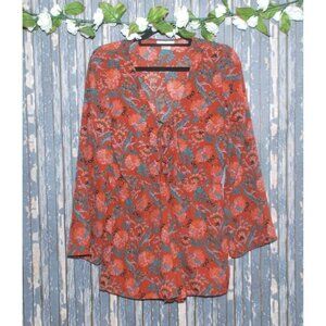 The Hanger Ladies Boho Maroon Shorts Romper Size M Long Sleeve Lined Lace Up